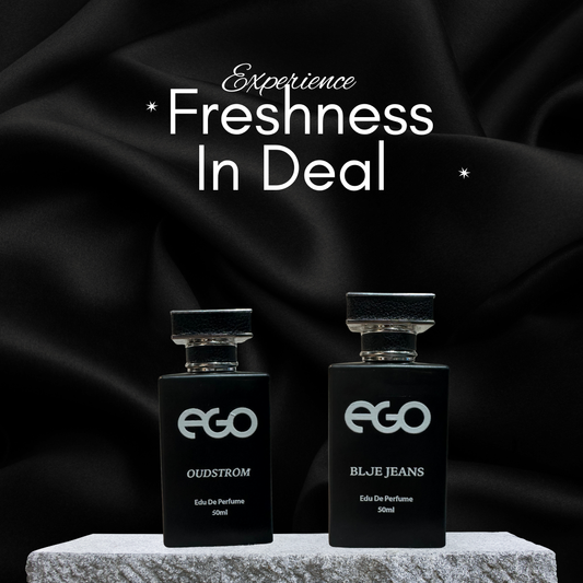 EGO Dual Perfume Deal – Oudstrom & Blue Jeans (50ml each)